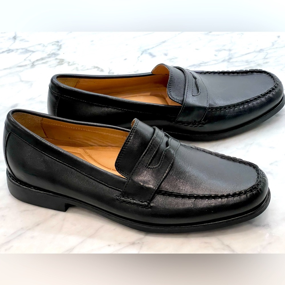 Johnston and Murphy, black sheepskin penny loafers size 8m, worn once